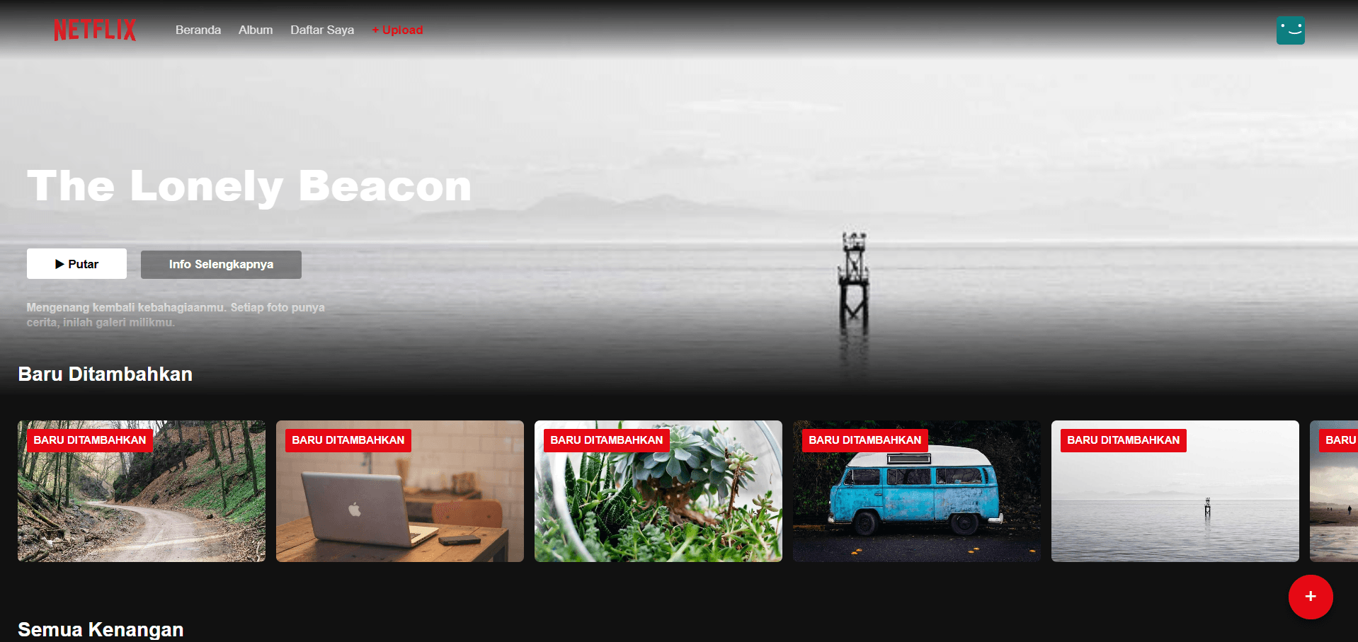 Tangkapan layar dari project Netflix Gallery